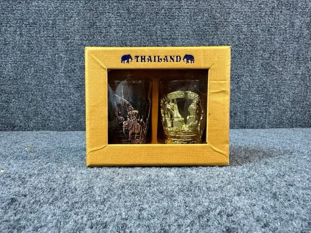 Thailand Shot Glasses Gold And Silver Elephant Souvenir Shot Glasses Set Of 2